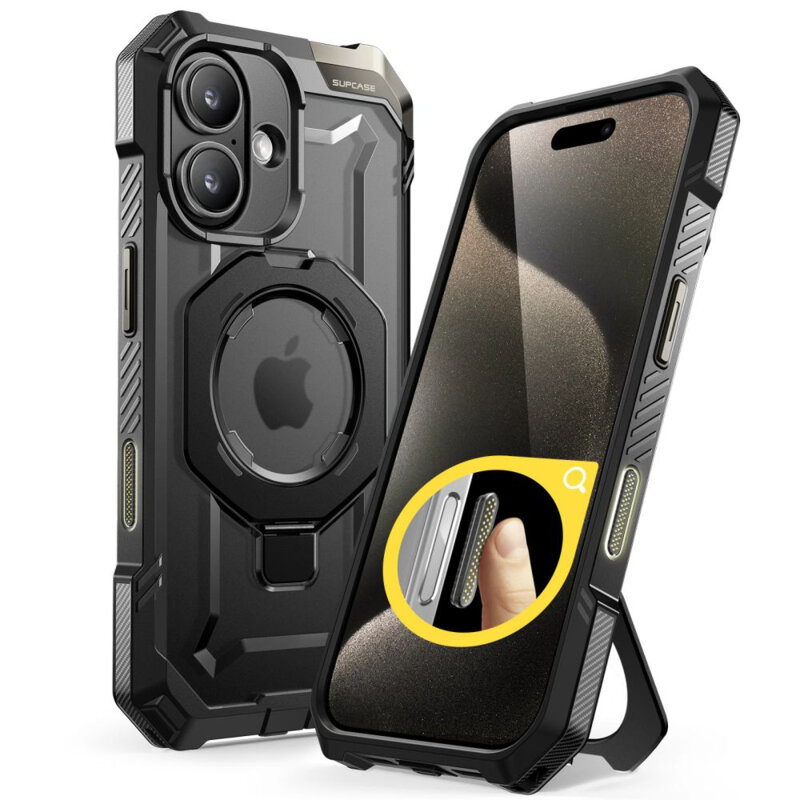 Husa iPhone 16 Supcase Unicorn Beetle Defender MagSafe, negru