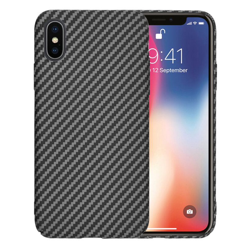 Husa iPhone XS Techsuit Carbonite FiberShell, negru