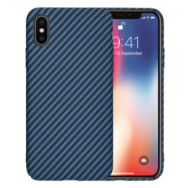 Husa iPhone XS Techsuit Carbonite FiberShell, cyan