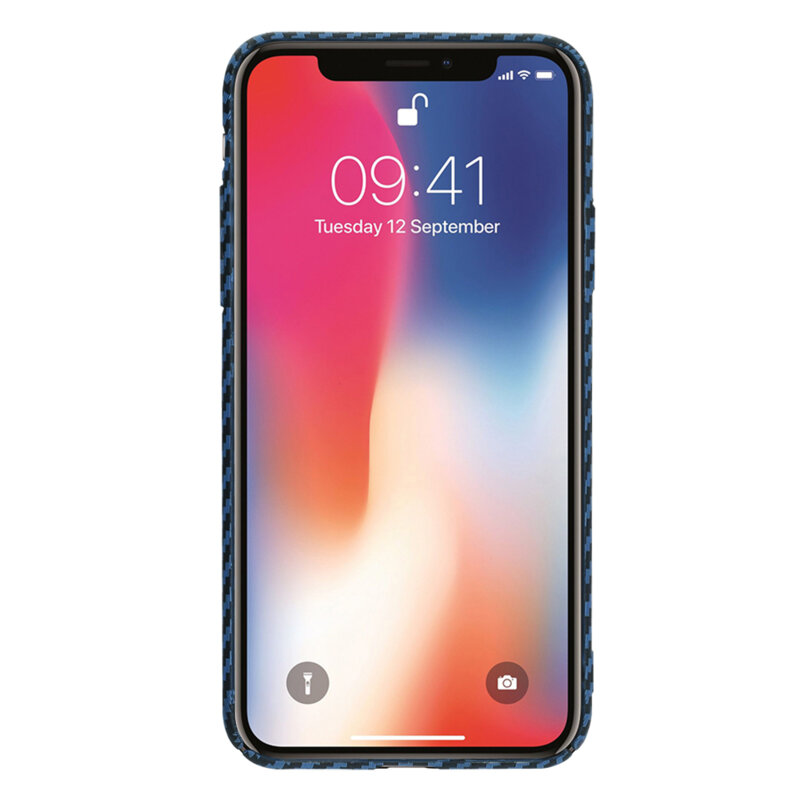 Husa iPhone XS Techsuit Carbonite FiberShell, cyan