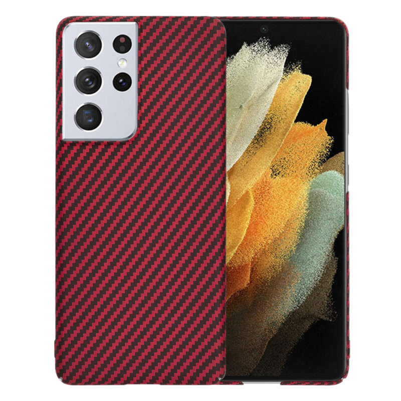 Husa Samsung Galaxy S21 Ultra 5G Techsuit Carbonite FiberShell, rosu