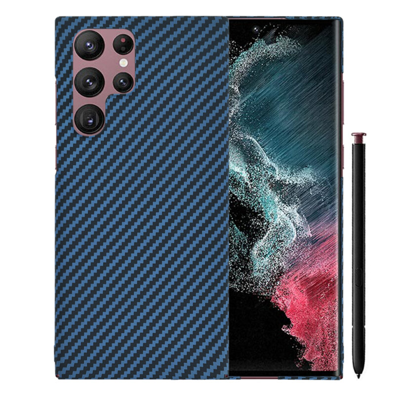 Husa Samsung Galaxy S22 Ultra 5G Techsuit Carbonite FiberShell, cyan