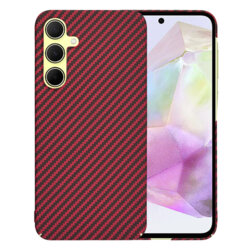 Husa Samsung Galaxy A35 5G Techsuit Carbonite FiberShell, rosu