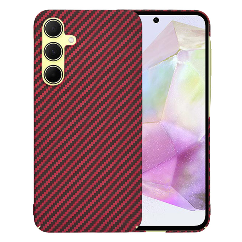 Husa Samsung Galaxy A35 5G Techsuit Carbonite FiberShell, rosu