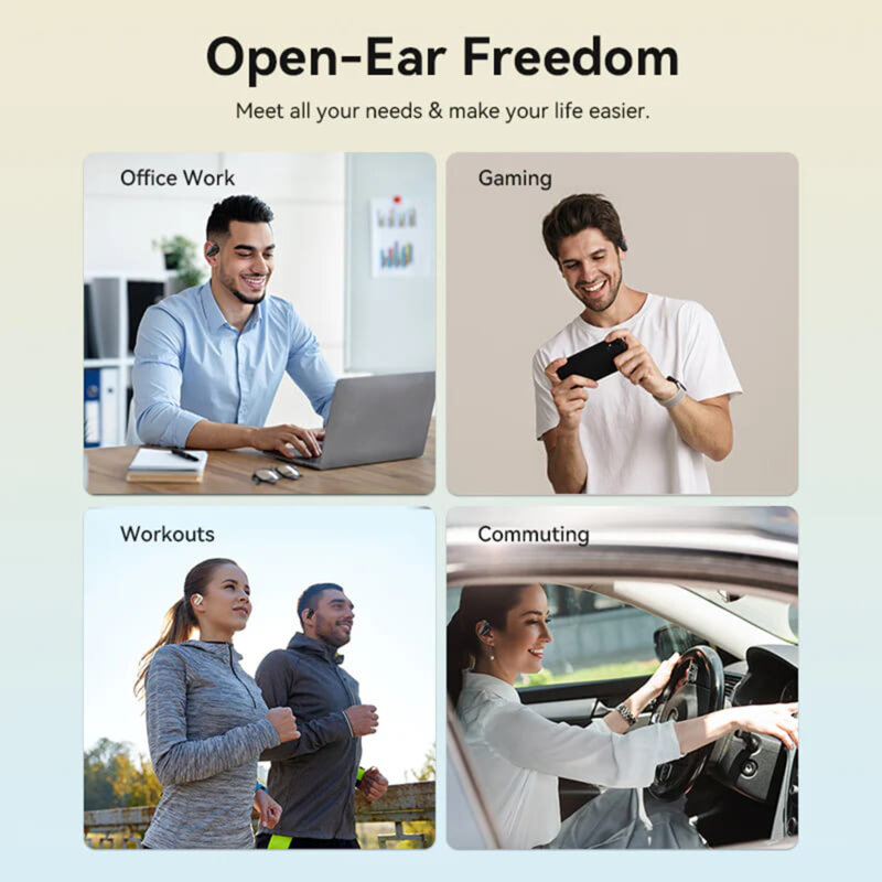 Casti open-ear wireless, IPX5, Vention OpenBeat O11, bej