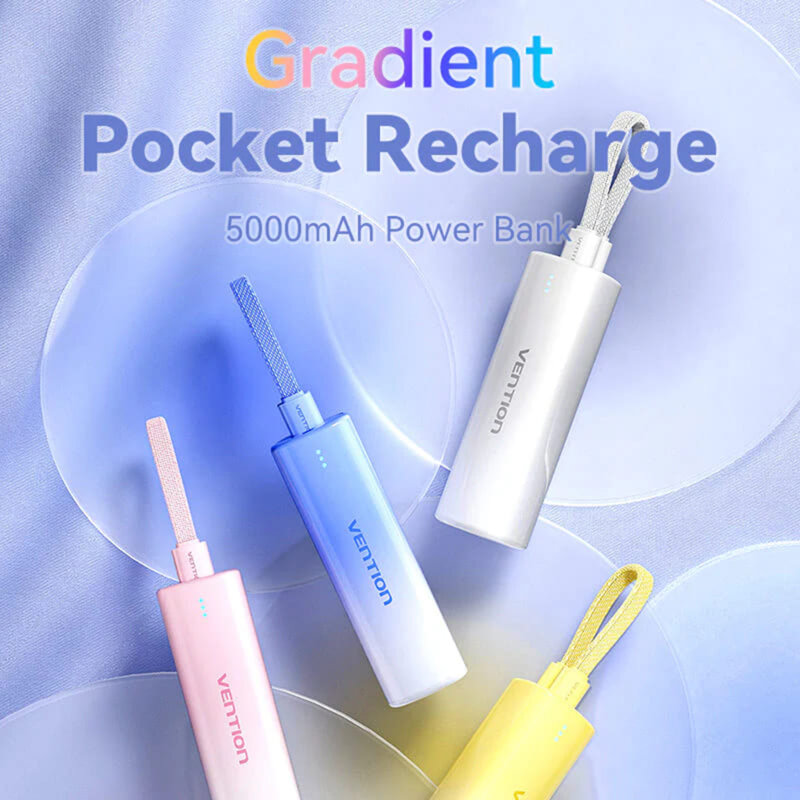 Baterie externa Type-C, Lightning Vention, 5000mAh, FHWL0, bleu