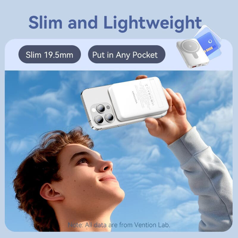 Baterie externa wireless, 10000mAh, Vention, FHTB0, negru