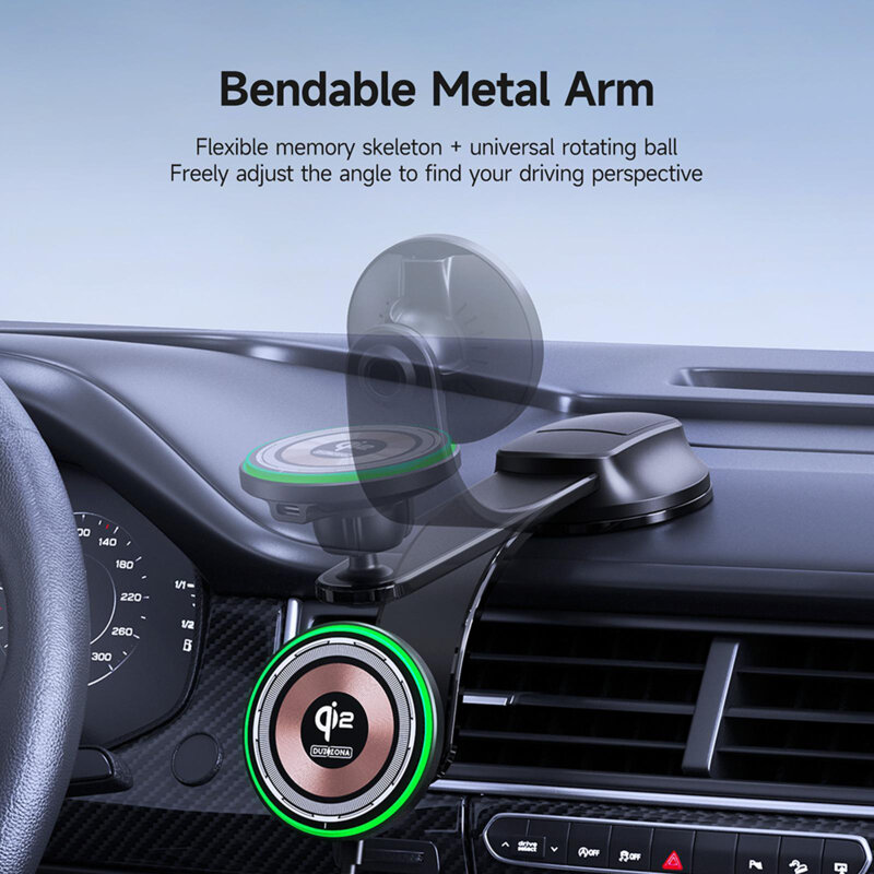 Suport auto bord incarcare wireless MagSafe Qi2 15W, Duzzona V5 Pro