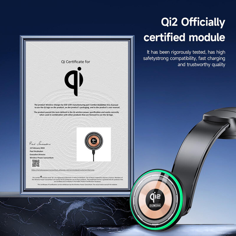 Suport auto bord incarcare wireless MagSafe Qi2 15W, Duzzona V5 Pro