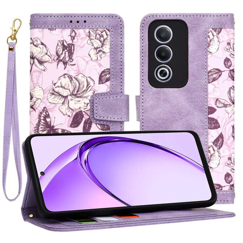 Husa personalizata fete Oppo A80 5G Techsuit FlipCraft, mov