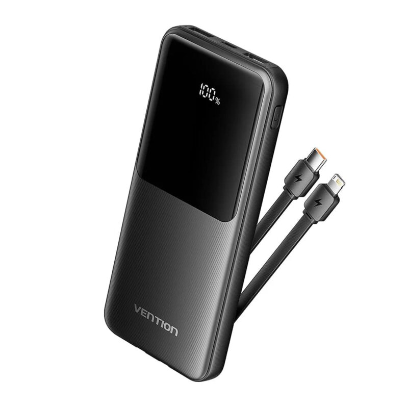 Power Bank USB-C cu display LED, 10000mAh Vention FHOB0, negru