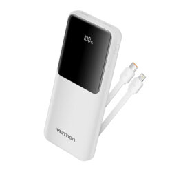 Power Bank USB-C cu display LED, 10000mAh Vention FHOW0, alb