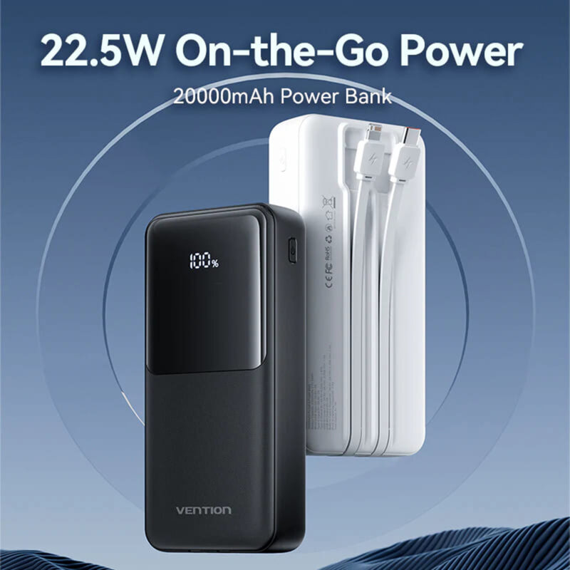 Acumulator extern 2x USB, 22.5W, 20000mAh Vention FHPB0, negru