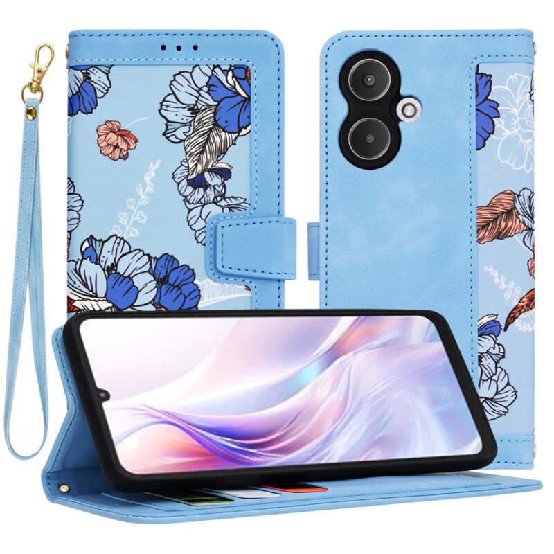 Husa personalizata fete Xiaomi Redmi 13C 5G Techsuit FlipCraft, bleu