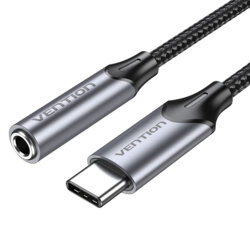 Adaptor casti Jack la Type-C, cu DAC Vention BGMHF, gri