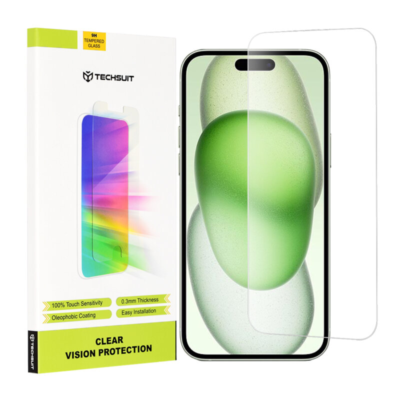 Folie sticla iPhone 15 Pro Max Techsuit Clear Vision Glass, transparenta