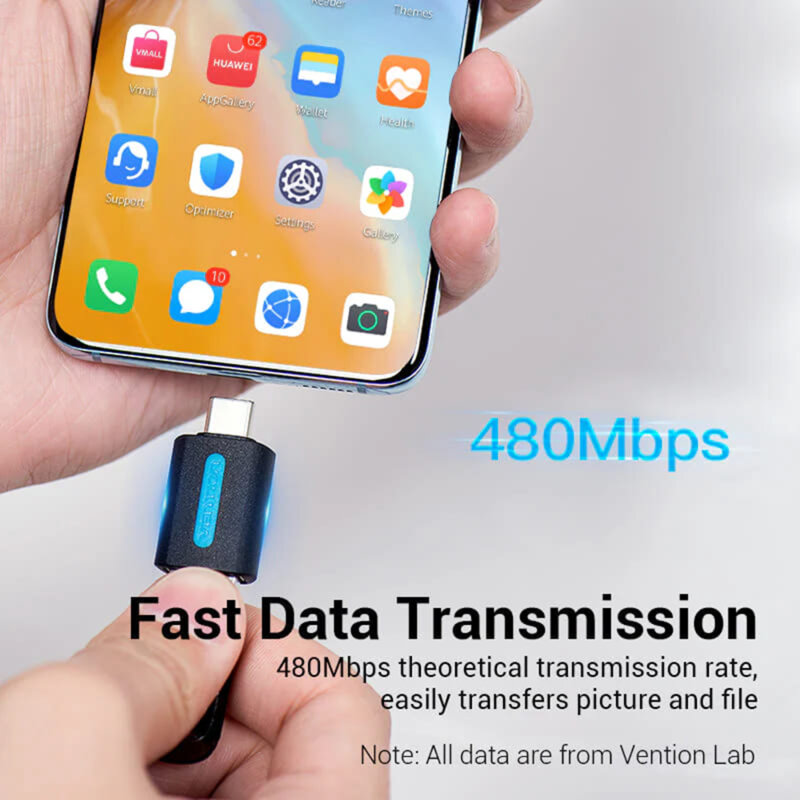 Adator OTG, Type-C la USB 2.0, 480Mbps, Vention, CDTB0, negru