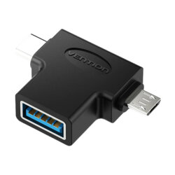 Adaptor Type-C, USB 3.0, Micro-USB, OTG, 5Gbps, Vention, negru