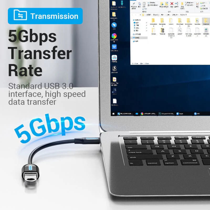 Adaptor Type-C la USB 3.0, 5Gbps, OTG, Vention, CCVBB, negru