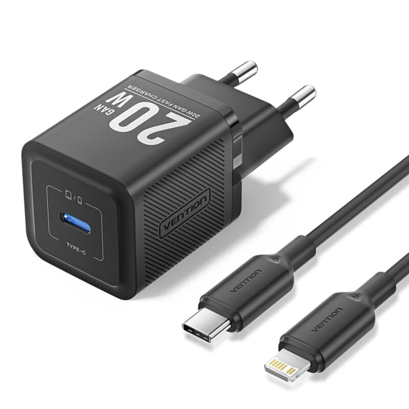 Incarcator Type-C la Lightning, GaN, 20W + cablu Vention, TZ-FEPB0-EU-02