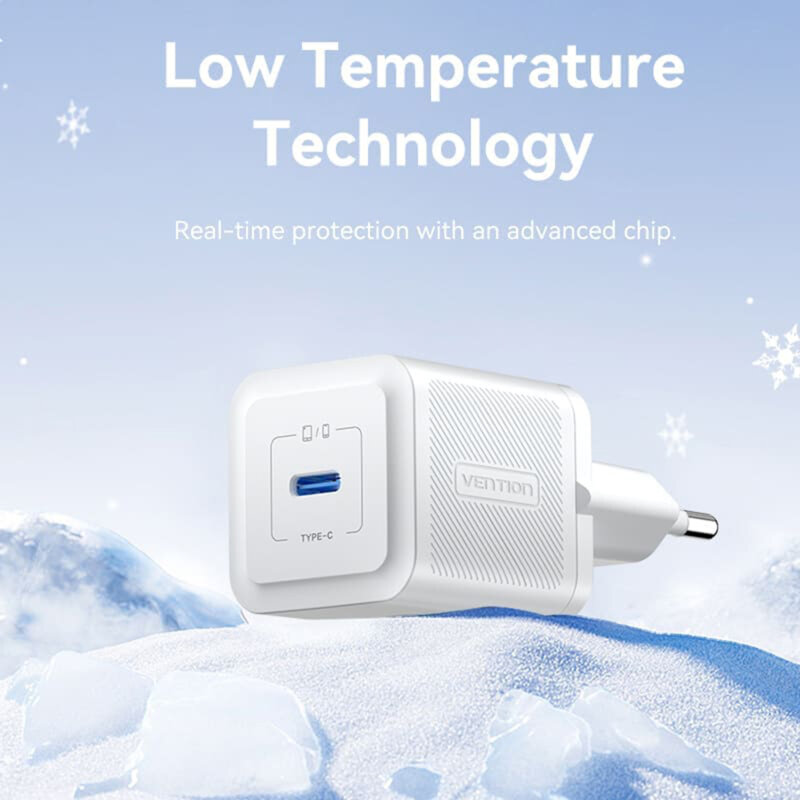 Incarcator priza GaN, Type-C, 20W, Vention, FEPL0-EU, bleu