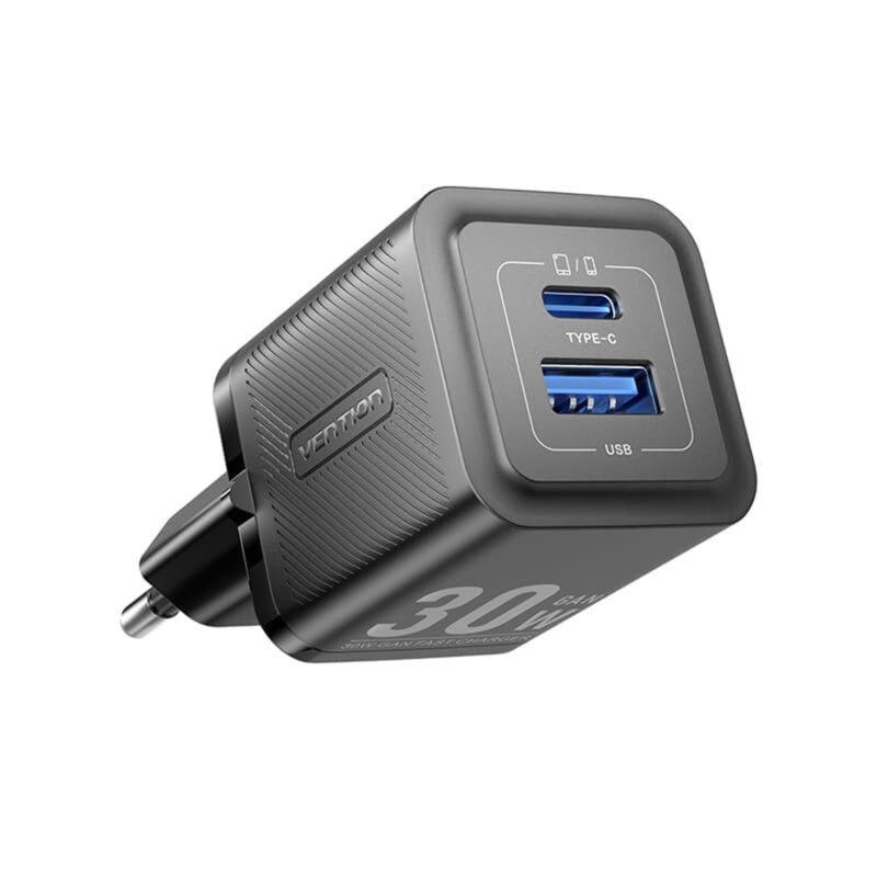 Incarcator priza tip C, USB, PD30W, Vention, FEQB0-EU, negru
