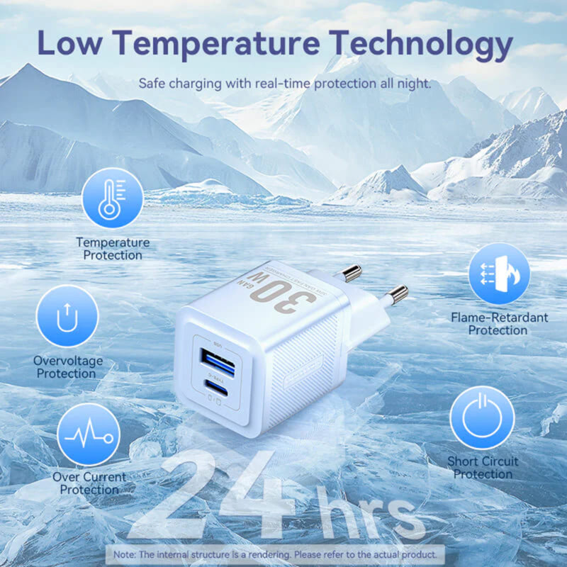 Incarcator priza tip C, USB, PD30W, Vention, FEQW0-EU, alb