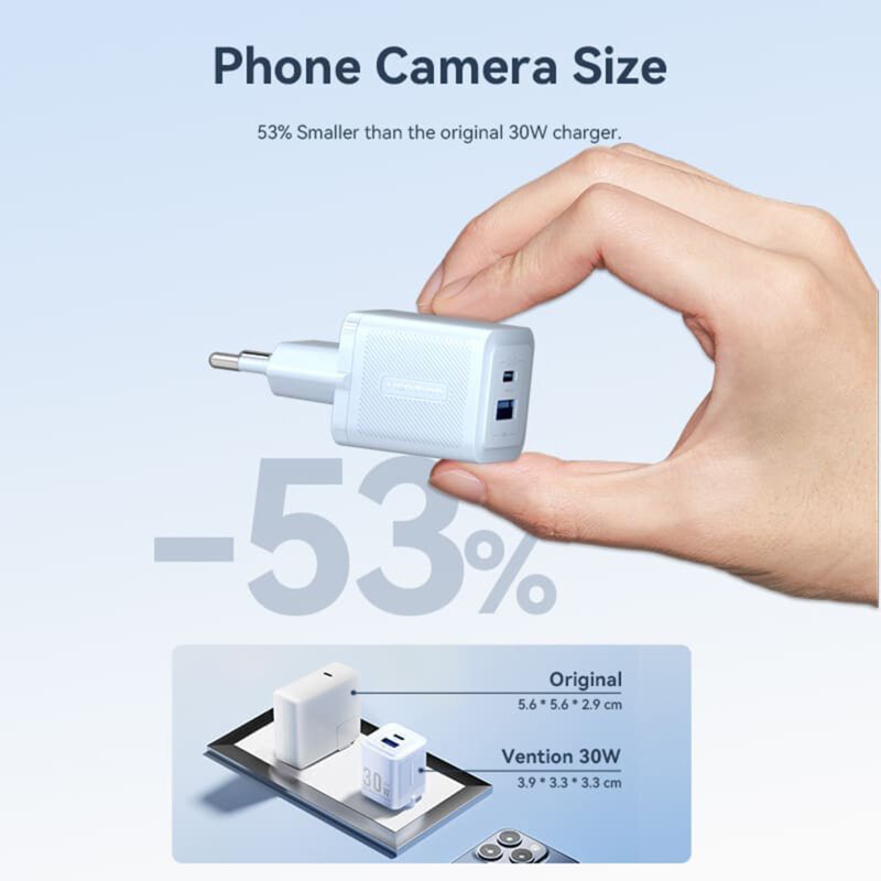 Incarcator priza tip C, USB, PD30W, Vention, FEQP0-EU, roz