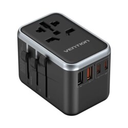 Adaptor priza EU la US, UK, AUS, 2xUSB, 2xUSB-C, Vention, FJFB0