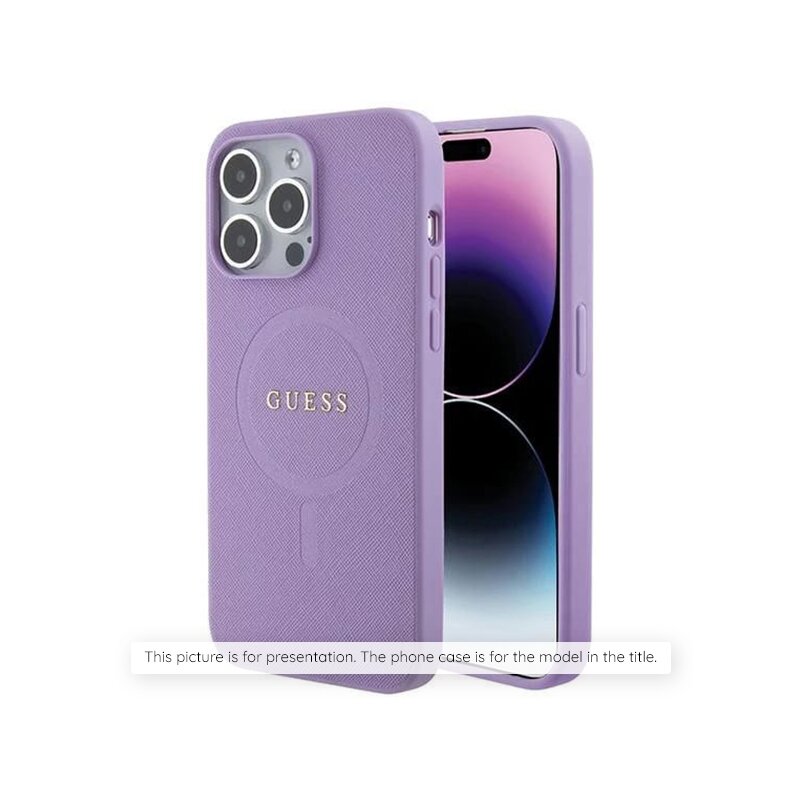 Husa Guess Saffiano MagSafe iPhone 16, mov, (GUHMP16SPSAHMCU)