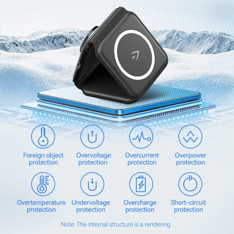 Incarcator wireless MagSafe, 15W, 3in1, Vention, FGGB0, negru