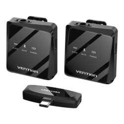 [Pachet 2x] Microfon wireless tip lavaliera Vention NCBB0, negru