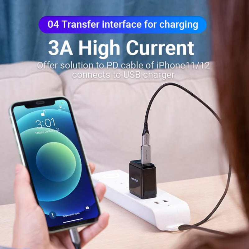 Adapor OTG, Type-C la USB 3.0, 5Gbps, Vention, CDPH0, gri