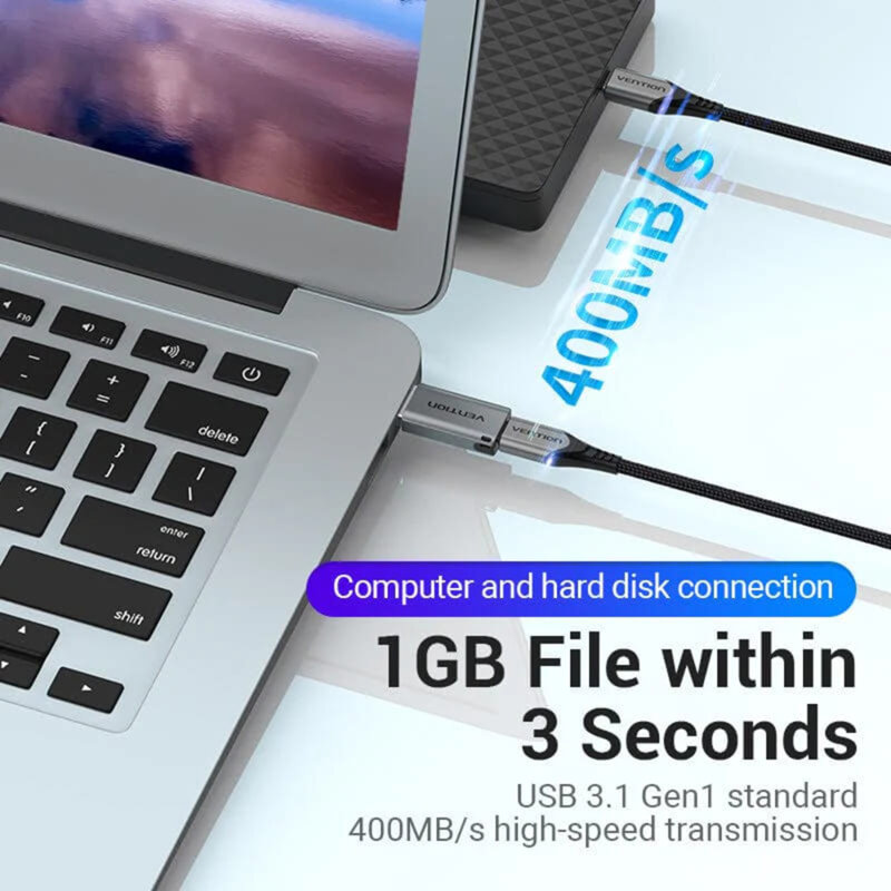 Adapor OTG, Type-C la USB 3.0, 5Gbps, Vention, CDPH0, gri