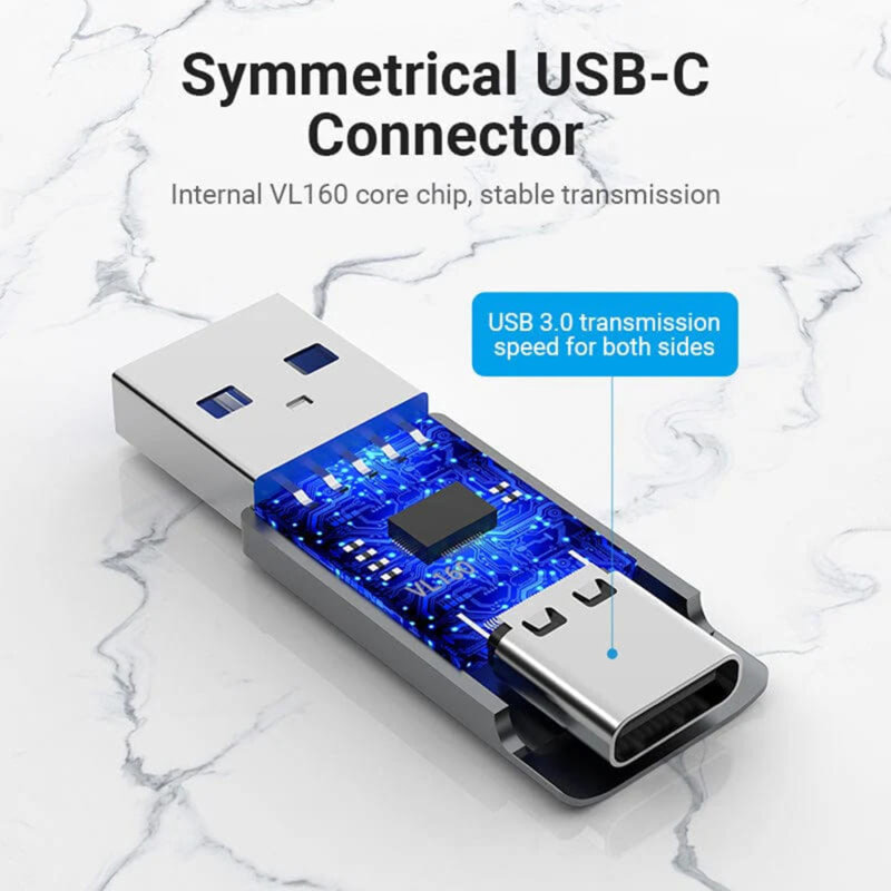 Adapor OTG, Type-C la USB 3.0, 5Gbps, Vention, CDPH0, gri