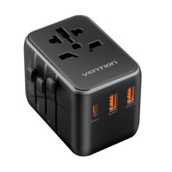 Adaptor priza EU la US, UK, AUS, 2xUSB, Type-C, Vention, FJEB0