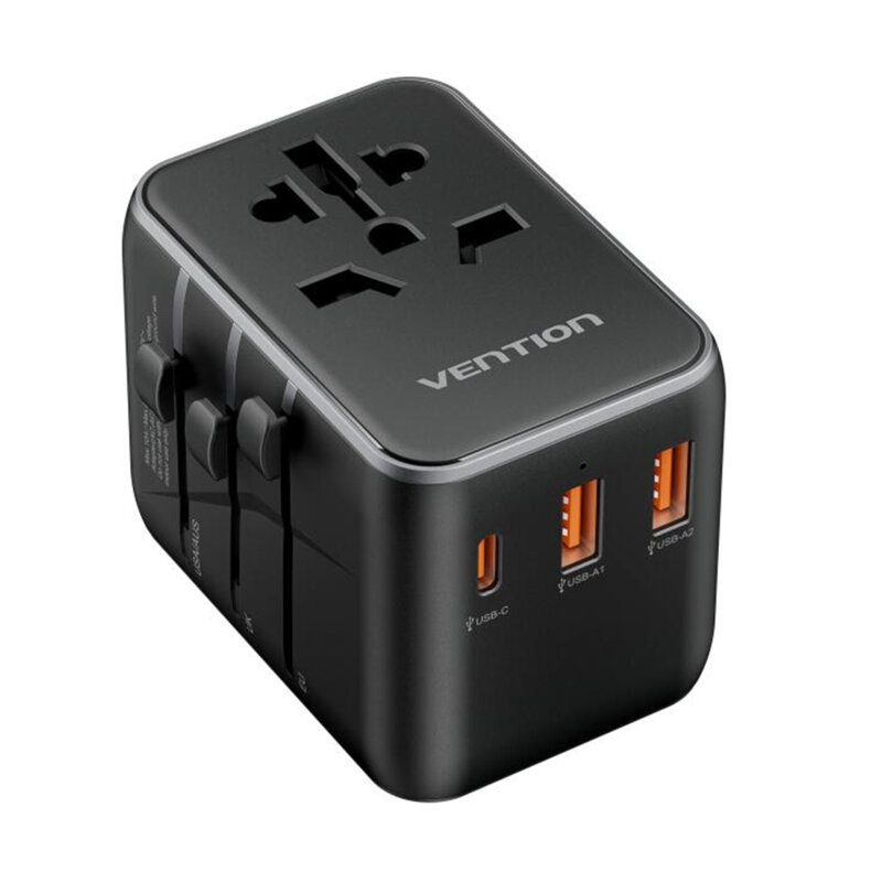 Adaptor priza EU la US, UK, AUS, 2xUSB, Type-C, Vention, FJEB0
