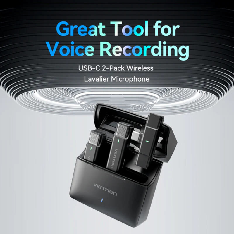 [Pachet 2x] Microfon tip lavariera wireless Vention NCAB0, negru