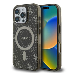 Husa iPhone 16 Pro Max originala Guess IML 4G Background MagSafe, maro, GUHMP16XH4DTEW