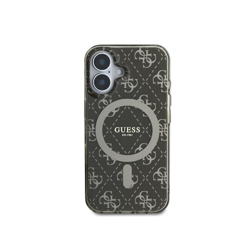 Husa iPhone 16 Plus originala Guess IML 4G Background MagSafe, maro, GUHMP16MH4DTEW