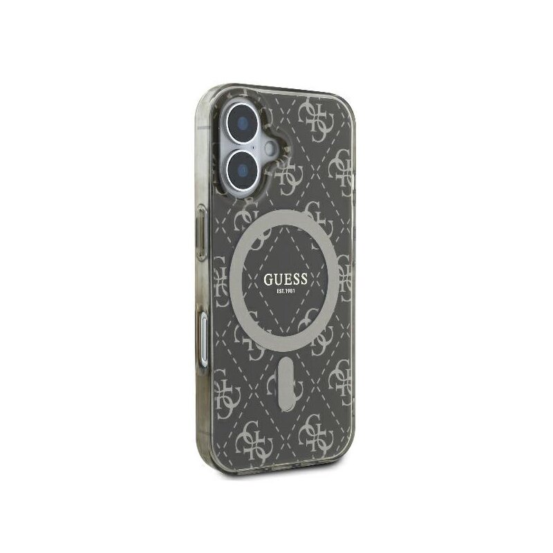 Husa iPhone 16 Plus originala Guess IML 4G Background MagSafe, maro, GUHMP16MH4DTEW