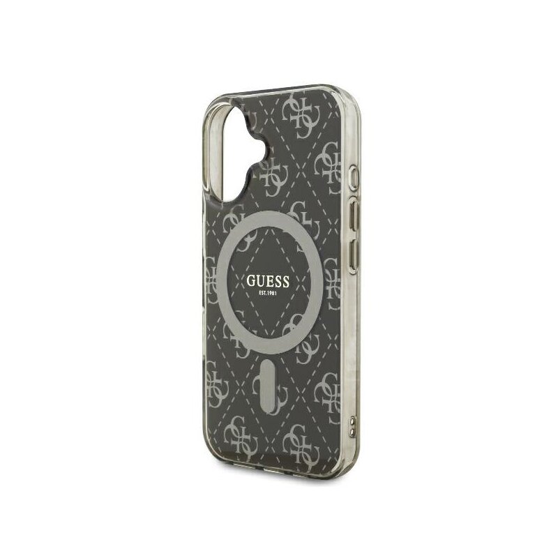 Husa iPhone 16 Plus originala Guess IML 4G Background MagSafe, maro, GUHMP16MH4DTEW