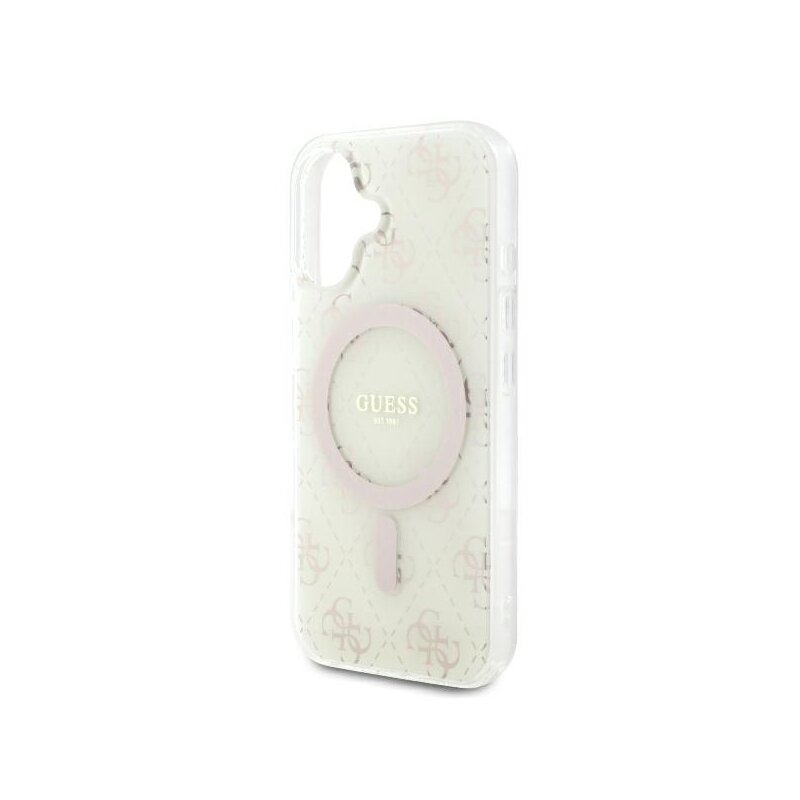 Husa iPhone 16 Plus originala Guess IML 4G Background MagSafe, alb, GUHMP16MH4DTEH