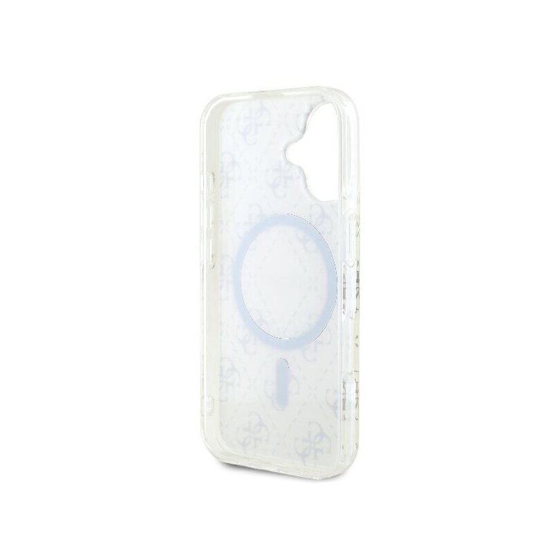 Husa iPhone 16 Plus originala Guess IML 4G Background MagSafe, alb, GUHMP16MH4DTEH