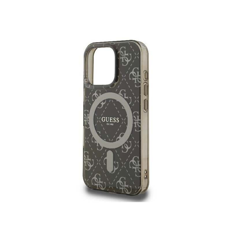 Husa iPhone 16 Pro originala Guess IML 4G Background MagSafe, maro, GUHMP16LH4DTEW