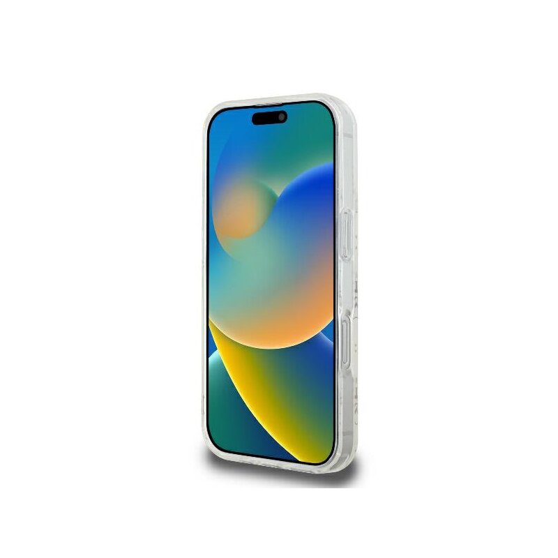 Husa iPhone 16 Pro originala Guess IML 4G Background MagSafe, alb, GUHMP16LH4DTEH