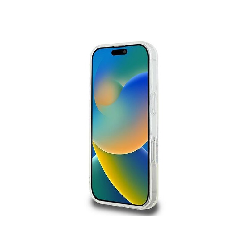 Husa iPhone 16 Pro originala Guess IML Flowers Wreath MagSafe, transparenta, GUHMP16LHFWFCT