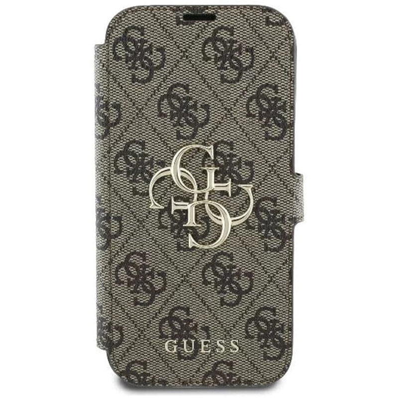 Husa tip carte iPhone 16 Plus Guess Book 4G, maro, GUBKP16M4GMGBR
