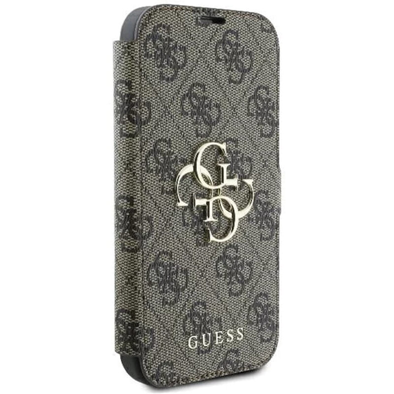 Husa tip carte iPhone 16 Plus Guess Book 4G, maro, GUBKP16M4GMGBR
