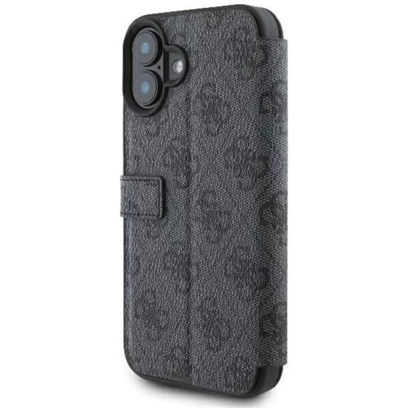 Husa tip carte iPhone 16 Guess Book 4G, negru, GUBKP16S4GMGGR